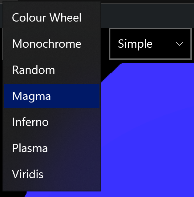 KOBrot Colour map dropdown