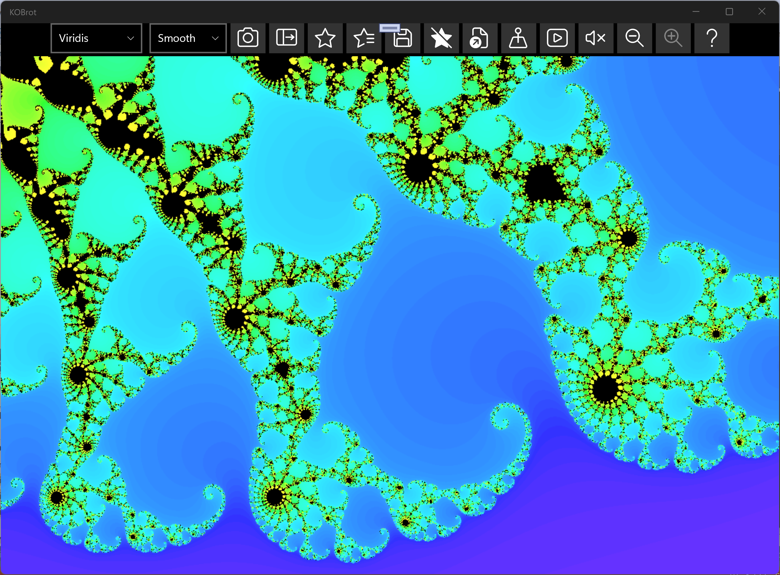 KOBrot Mandelbrot set drawn with the Viridis colour map