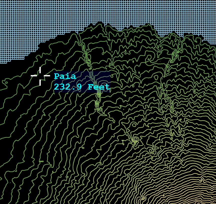 Paia shown on map with elevation
