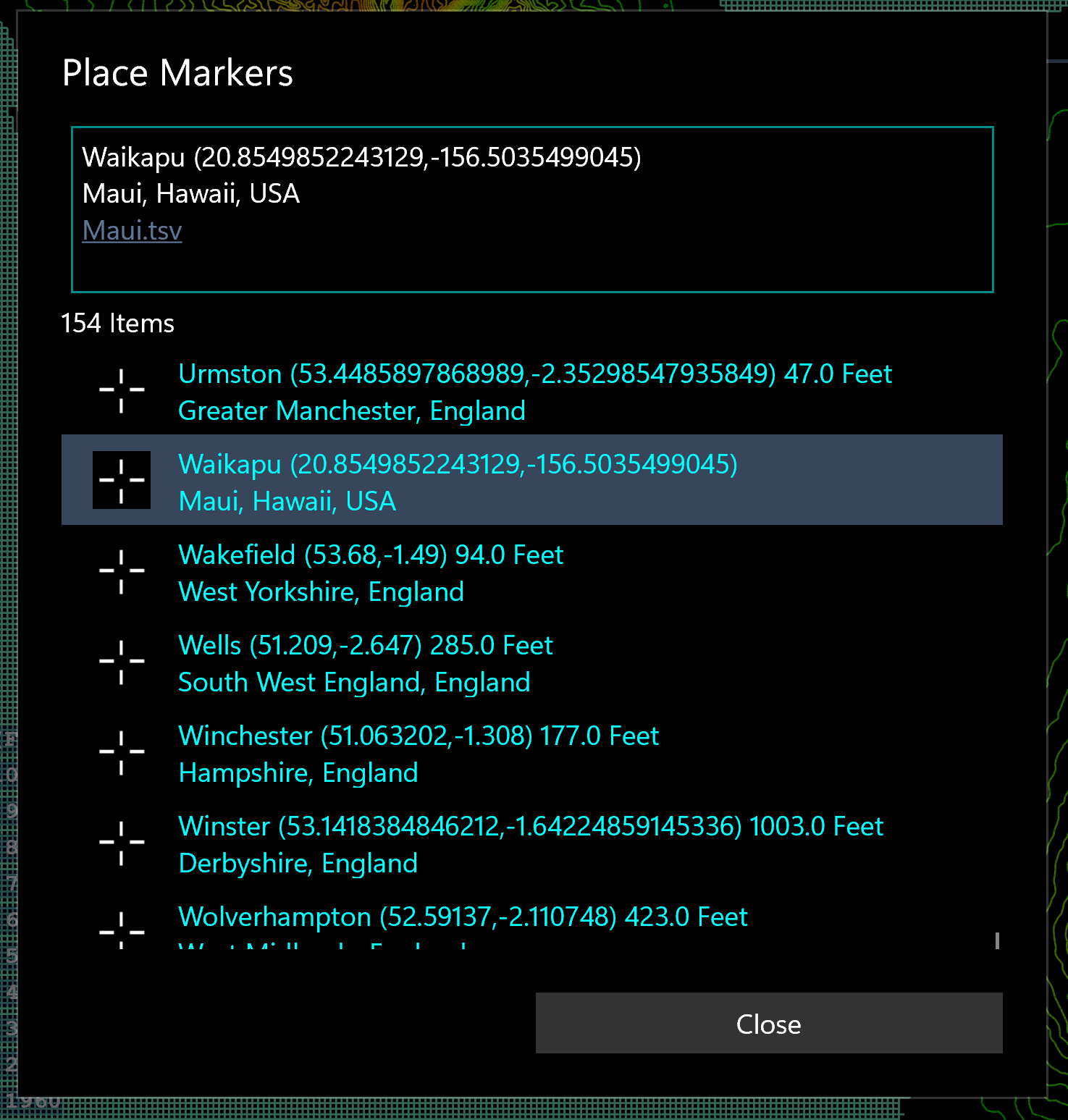 KOContour places list dialog